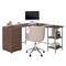 Homeroots 59" Walnut Wood and Stainless Steel L Shape Computer Desk With Three Drawers 723754 - alternate 1