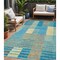 Homeroots 5' X 8' Teal Blue Orange And Sky Blue Striped Washable Indoor Outdoor Area Rug 613176 - alternate 1