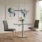 Homeroots 50" Clear And Silver Glass And Metal Self-Storing Leaf Pedestal Base Dining Table 555157 - alternate 3