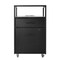 Homeroots 16" Black Wood Drawer Filing Cabinet 723071 - alternate 3
