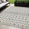 Homeroots 5' X 8' Ivory Red And Gray Geometric Washable Indoor Outdoor Area Rug 612185 - alternate 1