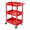 Luxor Utility Cart with Deep Lipped Plastic Shelves, 300 lb Load Capacity, 3 Shelves, 24 in L, 18 in W RDSTC111RD - alternate 5