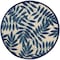Homeroots 4' Navy Blue And Ivory Round Botanical Leaves Indoor Outdoor Area Rug 546638 - alternate 4