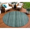 Homeroots 8' Teal Blue Aqua And Gray Round Striped Washable Indoor Outdoor Area Rug 616390 - alternate 1