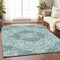 Homeroots 3' X 5' Teal Blue And Ivory Medallion Washable Indoor Outdoor Area Rug 617467 - alternate 2