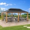 Sunjoy 12ftx20ft  Wood Gazebo, Outdoor Patio Steel Hardtop Gazebo, Cedar Framed Wooden Gazebo, Dark Brown A1020326F0 - alternate 2