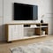Homeroots 63in Oak And White Carved Geometric Wood Enclosed and Open Storage TV Stand 724163 - alternate 3