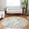 Homeroots 8' Khaki Tan And Beige Round Geometric Washable Indoor Outdoor Area Rug 589232 - alternate 3