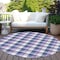 Homeroots 8' Navy Blue Purple And Beige Round Plaid Washable Indoor Outdoor Area Rug 601412 - alternate 4