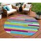 Homeroots 8' Lavender Orange And Lime Green Round Striped Washable Indoor Outdoor Area Rug 613292 - alternate 1