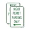 Signmission Night Permit Parking Only With Left Arrow, 12'' X 18'' 2 Signs, Heavy Gauge Aluminum, 2PK A-1218-2PACK-23859 - alternate 1