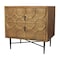 Homeroots 28" Natural Two Drawer Distressed Carved Geometric Solid Wood Nightstand 569606 - alternate 4