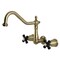 Kingston Brass Two-Handle Wall Mount Kitchen Faucet, Antique Brass KS1283PKX - alternate 1
