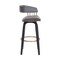 Homeroots 31" Gray And Black Faux Leather Swivel Bar Height Bar Chair 534471 - alternate 5