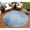 Homeroots 8' Blue Round Geometric Washable Indoor Outdoor Area Rug 608090 - alternate 1