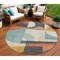 Homeroots 8' Gray Gold And Salmon Round Geometric Washable Indoor Outdoor Area Rug 617982 - alternate 1