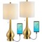 Jonathan Y Tyler 24" Modern Classic Gourd Iron LED Table Lamp w/Pull-Chain w/Dual USB Charging Port, Brass, 2PK JYL1127C-SET2 - alternate 1