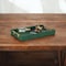 Homeroots 16" Green Wood Wood Faux Shagreen Serving Tray With Handles 571241 - alternate 3