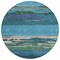Homeroots 8' Teal Blue Round Abstract Washable Indoor Outdoor Area Rug 608755 - alternate 3