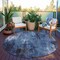 Homeroots 8' Blue And Ivory Round Abstract Washable Indoor Outdoor Area Rug 617652 - alternate 3