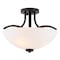 Vaxcel River Grove Matte Black Bowl Semi-Flush Mount Ceiling Light, White Glass C0341 - alternate 1