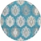 Homeroots 8' Teal Blue Ivory And Gray Round Southwestern Washable Indoor Outdoor Area Rug 615178 - alternate 2