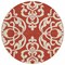 Homeroots 8' Red And Ivory Round Damask Washable Indoor Outdoor Area Rug 614457 - alternate 4