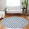 Homeroots 8' Denim Blue And Ivory Round Ogee Washable Indoor Outdoor Area Rug 601550 - alternate 4