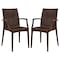 Leisuremod Weave Mace Indoor/Outdoor Arm Chair, Brown, 2PK MCA19BR2 - alternate 1