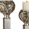 Homeroots Set of Two Silver Polyresin Filigree Tabletop Pillar Candle Holders With Candle, 2PK 468330 - alternate 2