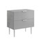 Homeroots 24" Gray And Silver Wood And Stainless Steel End Table With Two Drawers 551631 - alternate 4
