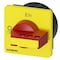 Siemens rotary operating mechanism, actuating lever red/yellow, defeatable, 66x66 mm 3LD9343-3C - alternate 1