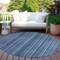 Homeroots 8' Blue Gray And Sky Blue Round Striped Washable Indoor Outdoor Area Rug 616366 - alternate 2