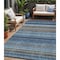 Homeroots 5' X 8' Navy Blue Sky Blue And Taupe Striped Washable Indoor Outdoor Area Rug 614816 - alternate 1
