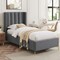 Homeroots Gray Linen Upholstered Full Bed Frame 544938 - alternate 3