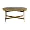 Homeroots 32" Gray And Brass Concrete And Metal Round Coffee Table 520648 - alternate 3