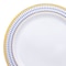 Smarty Had A Party 7.5" White with Blue and Gold Chord Rim Plastic Appetizer/Salad Plates (120 Plates), 120PK 627-CASE - alternate 3