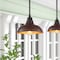 Jonathan Y Jasper 12.25" 1-Light Farmhouse Industrial Indoor/Outdoor Iron LED Pendant, Wood Finish/Copper JYL7611G - alternate 3