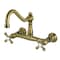 Kingston Brass Double-Handle Wall Mount Bathroom Faucet, Antique Brass KS3243AX - alternate 1