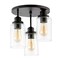 Jonathan Y Jonah 12" 3-Light Bohemian Farmhouse Iron/Seeded Glass LED Semi Flush Mount, Black/Clear JYL7556A - alternate 2