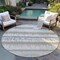 Homeroots 8' Ivory Gray And Beige Round Striped Washable Indoor Outdoor Area Rug 598360 - alternate 2