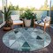 Homeroots 8' Teal Blue Aqua And Gray Round Geometric Washable Indoor Outdoor Area Rug 583054 - alternate 3