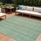 Homeroots 9' X 12' Aqua Beige And Teal Blue Striped Washable Indoor Outdoor Area Rug 616404 - alternate 1