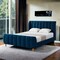 Homeroots Navy Blue Solid Wood Queen Tufted Upholstered Velvet Bed Frame 544856 - alternate 4