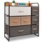Homeroots 32in Brown Fabric and Steel Accent Chest With Two Shelves And Seven Drawers 470356 - alternate 1