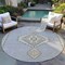 Homeroots 8' Gray Beige And Ivory Round Oriental Washable Indoor Outdoor Area Rug 598414 - alternate 7