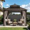 Sunjoy Kingston 10x10 Gazebo with Metal Roof , Curtain, and Netting - Brown Aluminum Posts A10204362200 - alternate 1