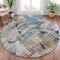 Homeroots 8' Blue Black And Copper Round Abstract Washable Indoor Outdoor Area Rug 630947 - alternate 2
