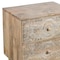 Homeroots 24" Natural Two Drawer Distressed Carved Floral Solid Wood Nightstand 555403 - alternate 2