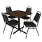 Regency Square Cain Breakroom Table W/ 4 Restaurant Stack Chairs, 30 in W, 30 in L, Neo Walnut TB3030NW29BK - alternate 1